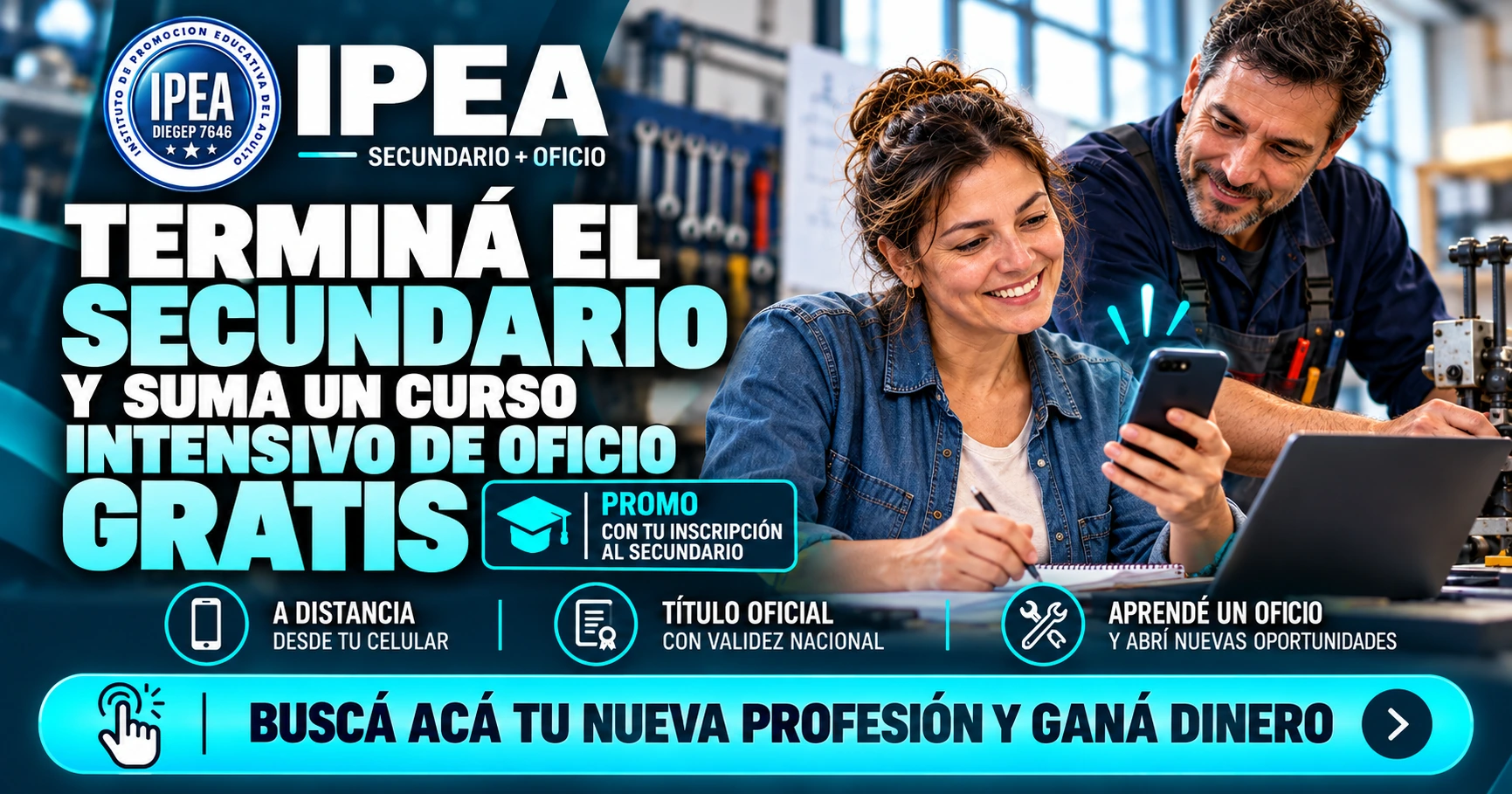 Adultos estudiando y formándose en un oficio en IPEA